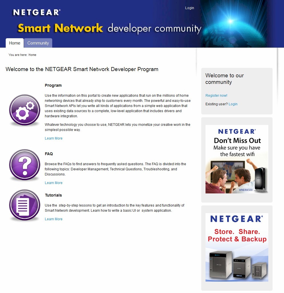 NETGEAR Smart Network Developer Community home page