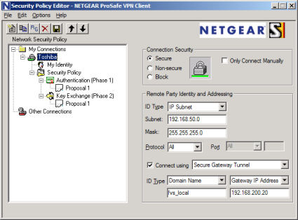 Netgear ProSafe Client Policy Editor