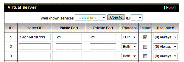 Port forwarding rule for FTP