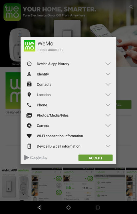 Belkin WeMo - Android permissions