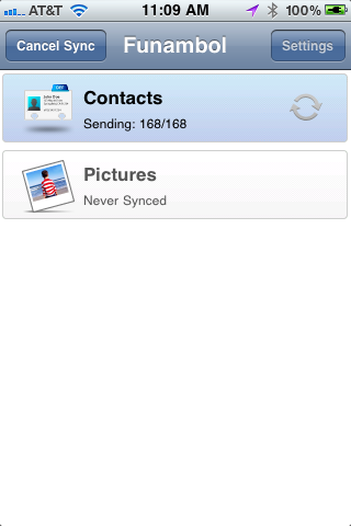 Contacts synced in quickly.