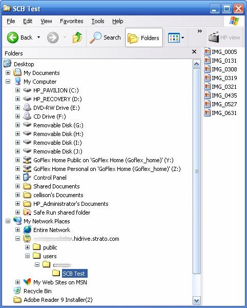 Windows Explorer showing HiDrive WebDAV connection