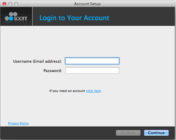 Setting up the agent software just requires logging in.