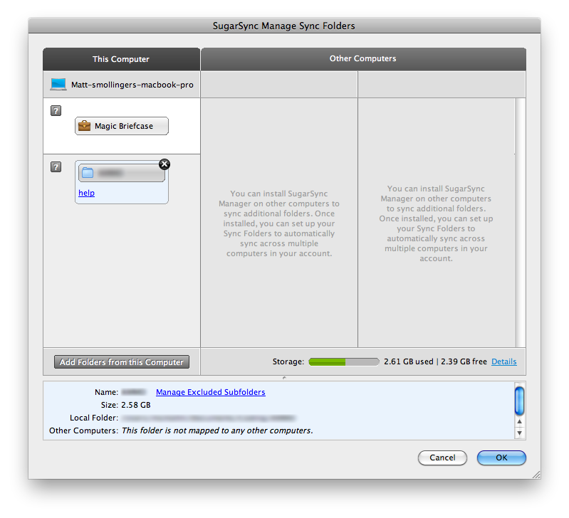 The initial wizard setup for syncing and backing up files.