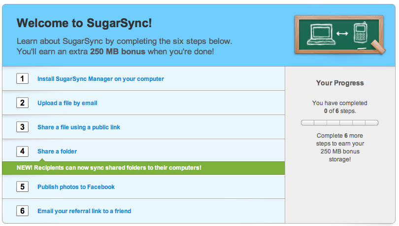 SugarSync provides a checklist of things to try out.
