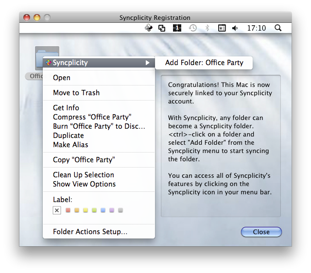The the mac client is heavily dependent on finder integration for syncing new files.
