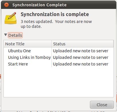 Tomboy will display a list of synced notes.