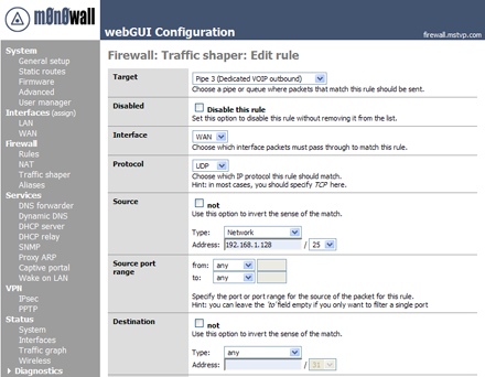 monowall traffic shaper rules menu