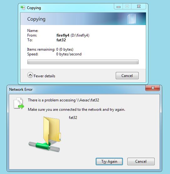 AEXAC failing to copy a large folder