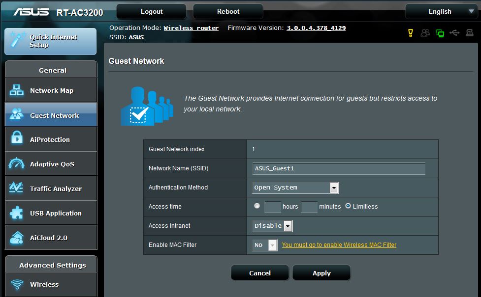Guest Network settings