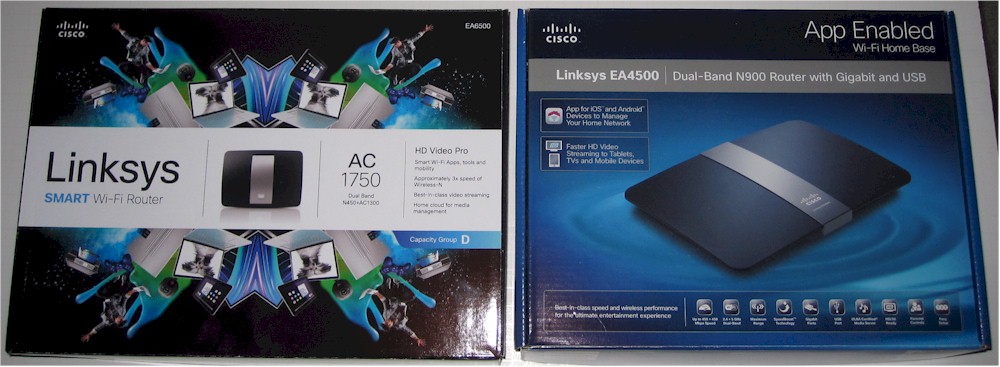 Linksys EA6500 and EA4500 packaging compared