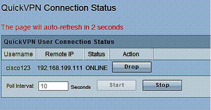 QuickVPN Connection Status