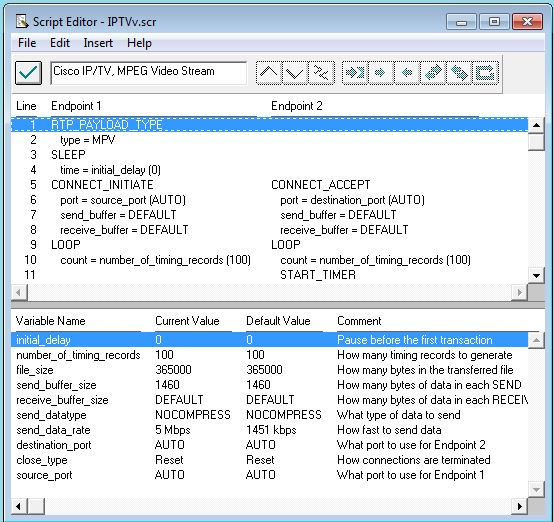 UDP Streaming test IxChariot script configuration