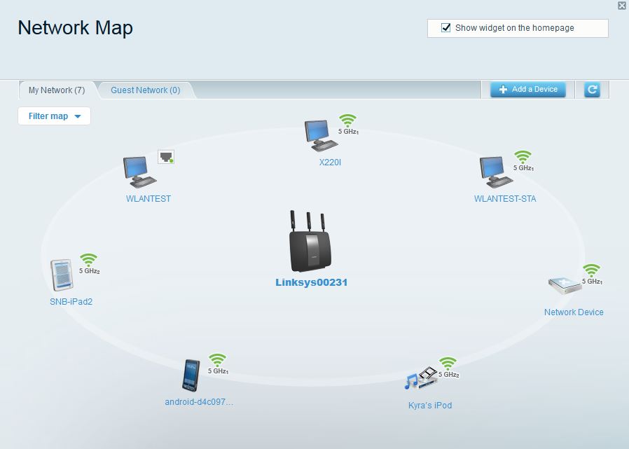 Network Map - All clients on 5GHz - 1 radio