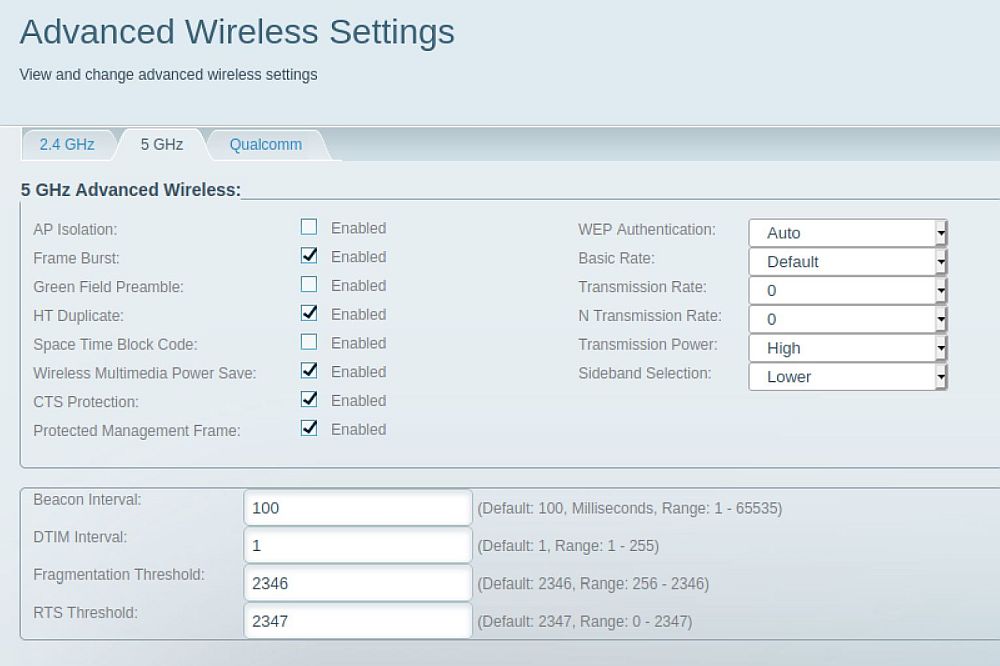 Linksys MR7500 5 GHz Hidden Advanced Wi-Fi Settings