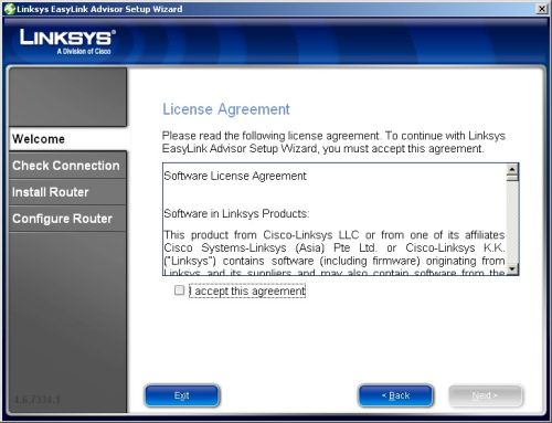 License Agreement screen