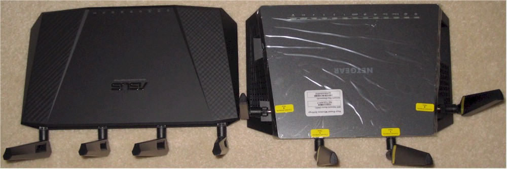 ASUS RT-AC87 and NETGEAR R7500 side by side