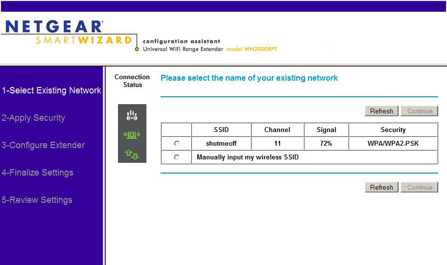 Networks found are displayed or you can enter a network manually