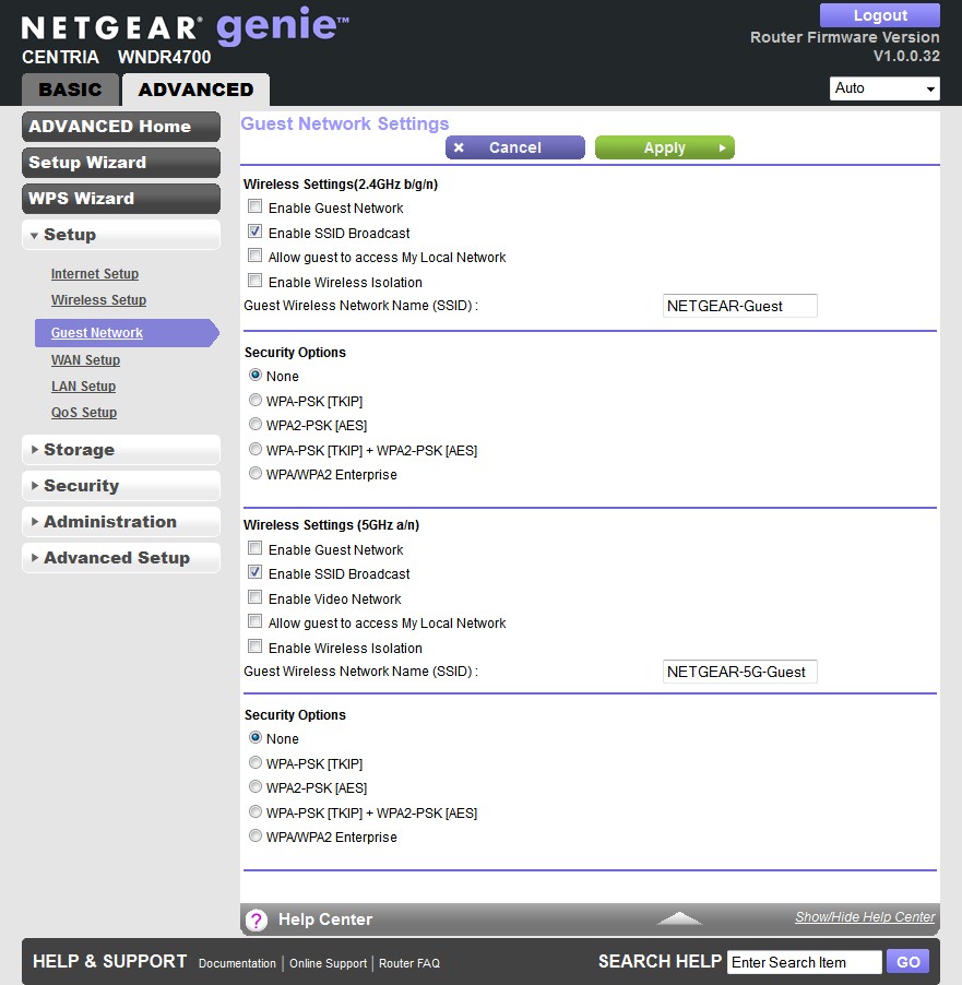 NETGEAR Centria Advanced Wireless Settings