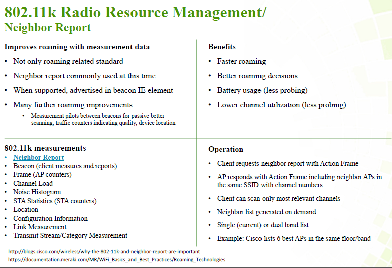 802.11k Radio Resource Management