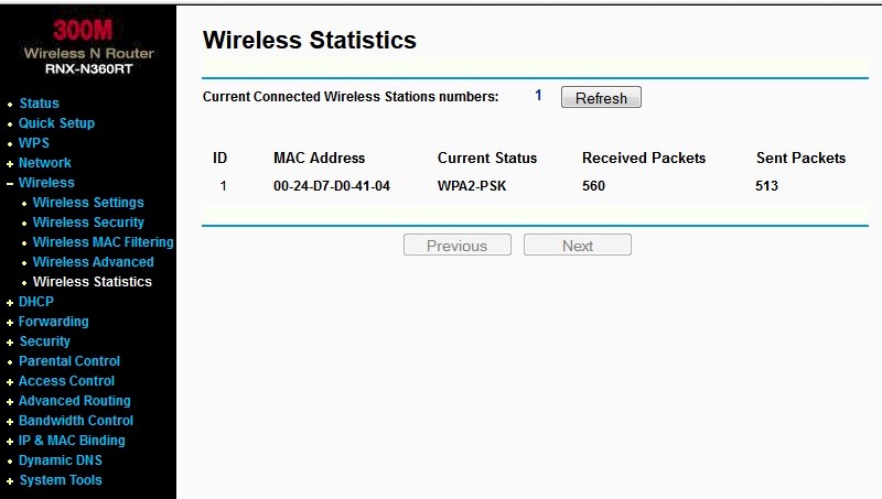 Wireless stats