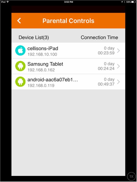 Tenda AC15 iOS Mobile app - Parental Control