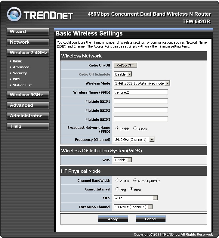 TTRENDnet TEW-692GR Wireless basic settings