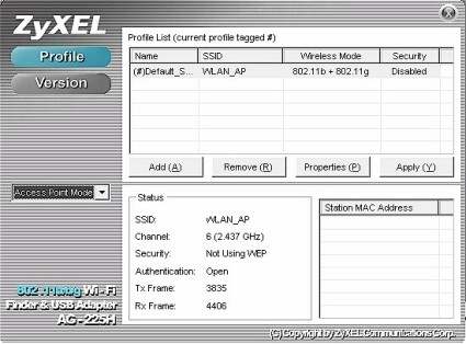 ZyXEL's Access point mode interface