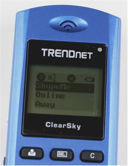 Figure 7: The TRENDnet handset can display up to four lines of text, including a top line of control icons, but showed the occasional tendency to blur just a little