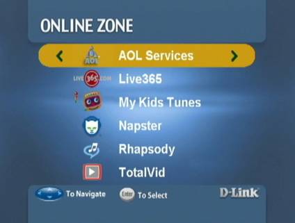 Figure 11: The Online Zone menu