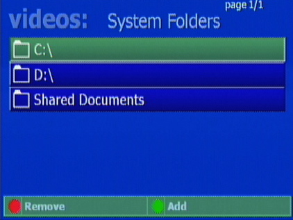 Figure 13: Video Folder Selection Menu