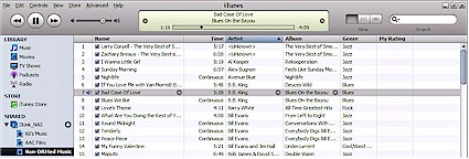iTunes Version 7.02 showing connection to DNS-323