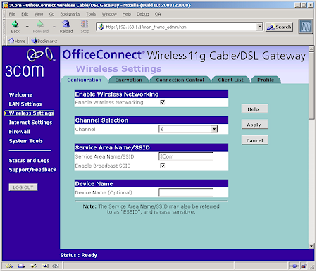 OfficeConnect 11g: Wireless settings