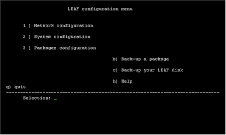 LBU Configuration Menu