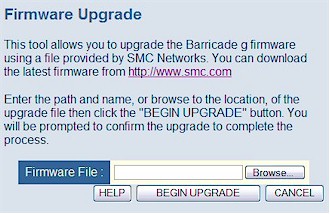 The Firmware Upgrade screen before upgrading the firmware 