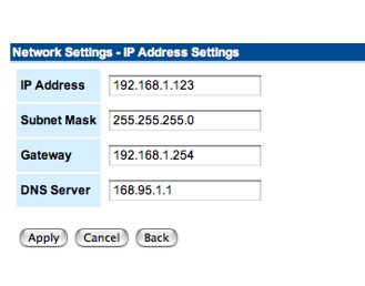 Net-Stor IP Address setup