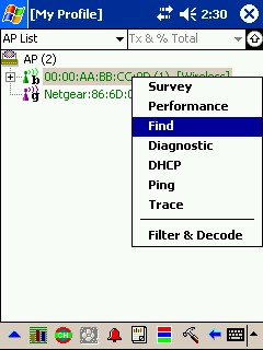 AirMagnet - AP List screen