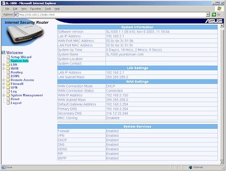 ASUS SL1000 - System Information screen