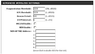 Advanced Wireless settings
