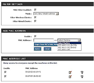 MAC address filter