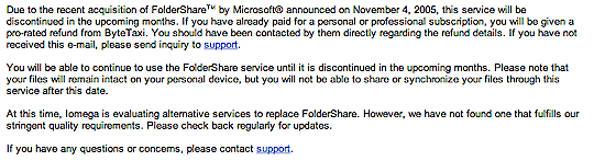 FolderShare is no more