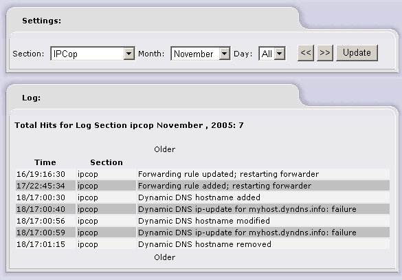Dynamic DNS update failure log entry