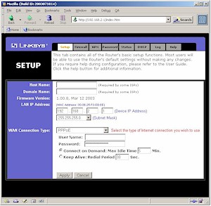 Linksys USBVPN1 - Setup page