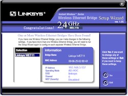 Linksys WET11- Setup Wizard - System Scan result