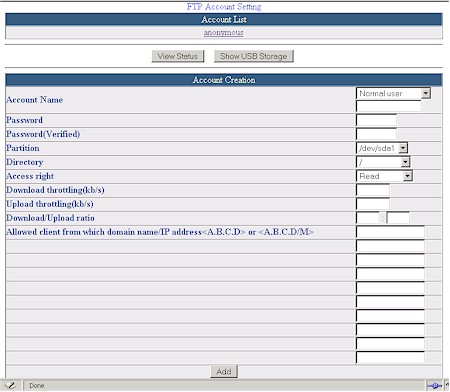OvisLink MU-9000VPN FTP User Account setup