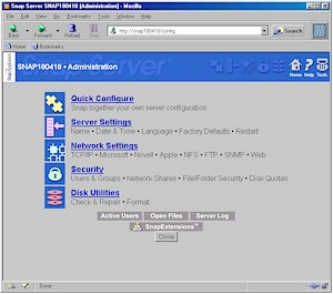 Snap Server 1100 - Home screen