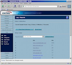 Sonicwall SOHO TZW: Web site report