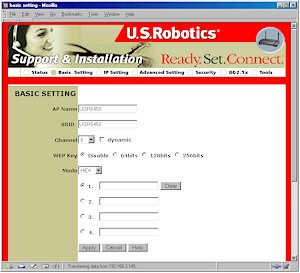 USR5450: Basic Settings screen