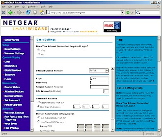 NETGEAR WPN824 Basic Settings screen