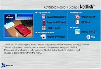 Ximeta NetDisk - Installer choices